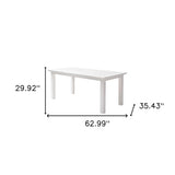 71" White Solid Wood Dining Table