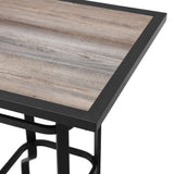 35" Brown and Black Square Metal Outdoor Dining Table