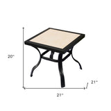 25" Brown and Black Square Metal Outdoor Bistro Table