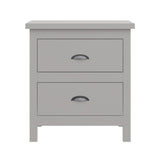 16" Gray Two Drawer Solid Wood Nightstand