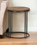 24" Black Solid Wood Round End Table