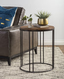 24" Black Solid Wood Round End Table