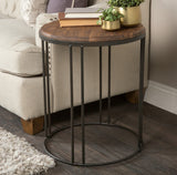 24" Black Solid Wood Round End Table