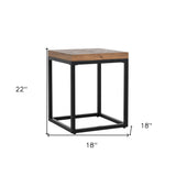 24" Black Solid Wood Round End Table
