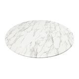 40" White And Black Marble And Metal Dining Table