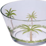 Clear and Green Four Piece Palm Tree Acrylic Service For Four Bowl Set