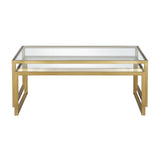 Set of Two 46" Gold Glass And Steel Nested Coffee Tables