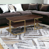 45" Gold Steel Coffee Table With Shelf