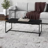 32" Black Glass And Steel Square Coffee Table With Shelf