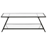 48" Black Glass And Steel Coffee Table With Shelf