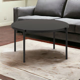 32" Black Steel Round Coffee Table