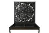 Carved Medallion Solid Wood Queen Black Bed