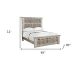 Solid Wood Panel and Metal Queen Gray Bed