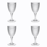 Set of Four Clear Diamond Acrylic Stemmed All Purpose Wine Glass