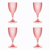 Set of Four Pink Diamond Acrylic Stemmed All Purpose Wine Glass