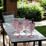 Set of Four Pink Paisley Acrylic Stemmed All Purpose Wine Glass