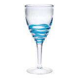 Set of Four Clear and Blue Swirl Acrylic Stemmed All Purpose Wine Glass