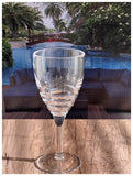 Set of Four Clear and Blue Swirl Acrylic Stemmed All Purpose Wine Glass