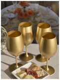 Set of Four Gold Acrylic Stemmed All Purpose Wine Glass