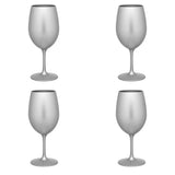 Set of Four Silver Acrylic Stemmed All Purpose Wine Glass