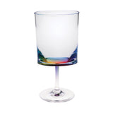 Set of Four Clear and Rainbow Geometric Acrylic Stemmed All Purpose Wine Glasses