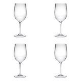 Set of Four Clear Tritan Plastic Stemmed All Purpose Wine Glass