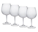 Set of Four Clear Tritan Plastic Stemmed All Purpose Wine Glass