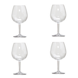 Set of Four Clear Tritan Plastic Stemmed All Purpose Wine Glass