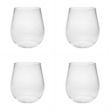 Set of Four Clear Tritan Plastic Balloon or Round Bowl Stemless All Purpose Wine Glass