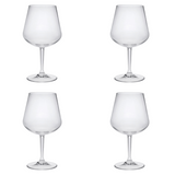 Set of Four Clear Tritan Plastic Stemmed All Purpose Wine Glasses