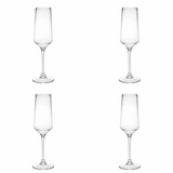 Set of Four Clear Tritan Plastic Stemmed Flutes