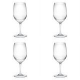 Set of Four Clear Tritan Plastic Stemmed All Purpose Wine Glass