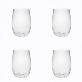 Set of Four Clear Dimpled Tritan Plastic Stemless All Purpose Tumbler Wine Glasses