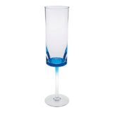 Set of Four Clear and Blue Acrylic Stemmed Flutes