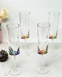 Set of Four Clear and Blue Acrylic Stemmed Flutes