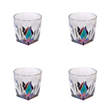 Set of Four Rainbow Geometric Acrylic Stemless Whiskey Glass