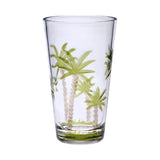 Set of Four Clear and Green Palm Tree Acrylic Highball Glasses