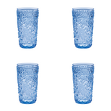 Set of Four Blue Paisley Acrylic Stemless Highball Glass