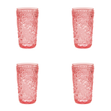 Set of Four Pink Paisley Acrylic Stemless Highball Glass