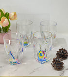 Set of Four Clear and Blue Swirl Acrylic Highball Glasses