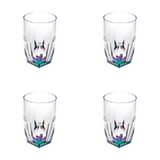 Set of Four Clear and Rainbow Geometric Acrylic Highball Glasses