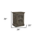 36" Distressed Brown Solid Wood Nightstand