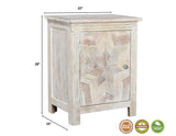 28" Distressed White Starburst Geometric Solid Wood Nightstand