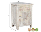 28" Distressed White Starburst Geometric Solid Wood Nightstand