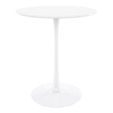 36" White Rounded Manufactured Wood and Metal Bar Table