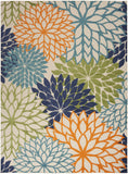 10' X 14' Blue And Green Floral Power Loom Area Rug