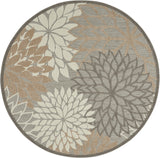 10' Natural Round Floral Power Loom Area Rug