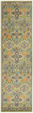 8' Green Floral Power Loom Runner Rug