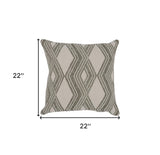 22" Gray Handmade Geometric Indoor Outdoor Throw Pillow Cover and Insert