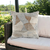 22" X 22" Ivory Zippered Handmade Geometric Indoor Outdoor Throw Pillow